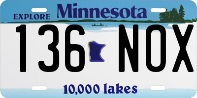 MN license plate 136NOX