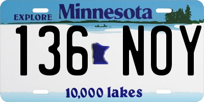 MN license plate 136NOY