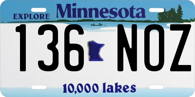 MN license plate 136NOZ