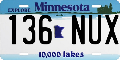 MN license plate 136NUX