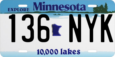 MN license plate 136NYK
