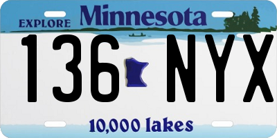MN license plate 136NYX
