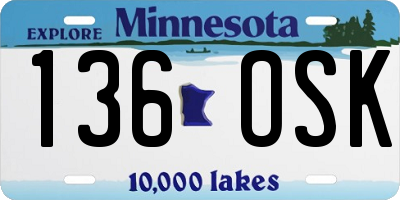 MN license plate 136OSK