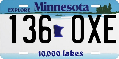 MN license plate 136OXE