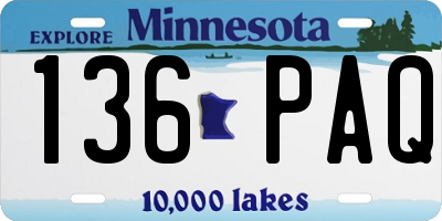 MN license plate 136PAQ