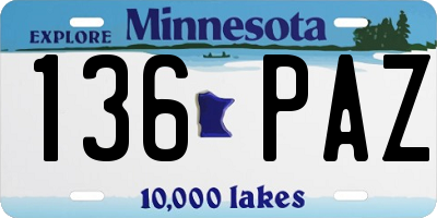 MN license plate 136PAZ