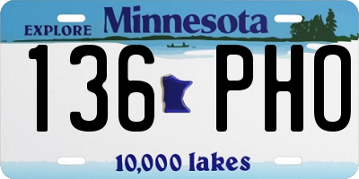 MN license plate 136PHO