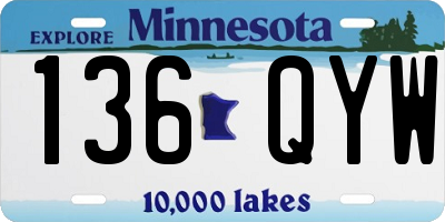 MN license plate 136QYW