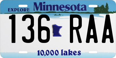 MN license plate 136RAA
