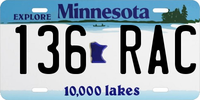 MN license plate 136RAC
