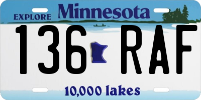 MN license plate 136RAF