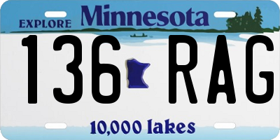 MN license plate 136RAG