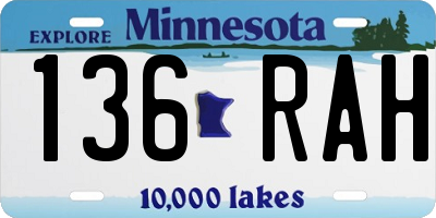 MN license plate 136RAH