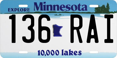 MN license plate 136RAI