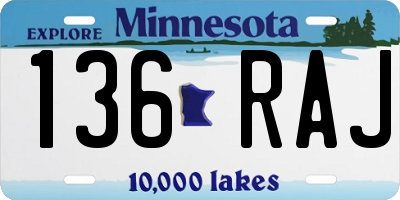 MN license plate 136RAJ