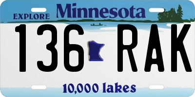 MN license plate 136RAK