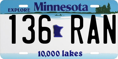 MN license plate 136RAN