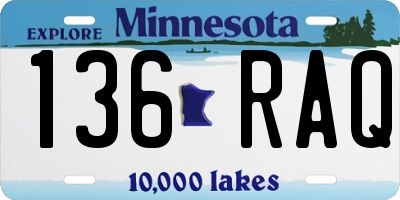 MN license plate 136RAQ