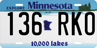 MN license plate 136RKO
