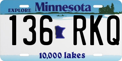 MN license plate 136RKQ