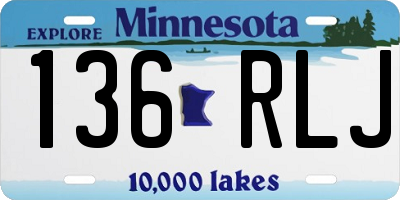 MN license plate 136RLJ