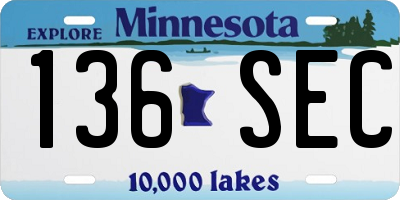 MN license plate 136SEC