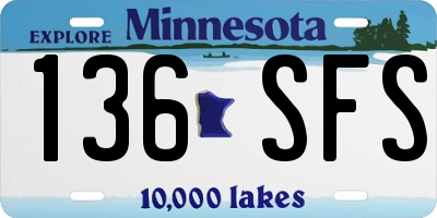 MN license plate 136SFS