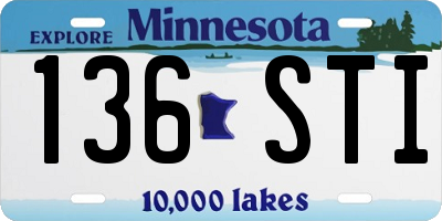MN license plate 136STI