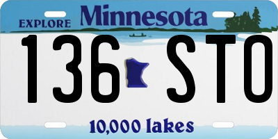 MN license plate 136STO