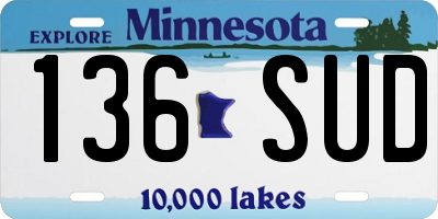 MN license plate 136SUD