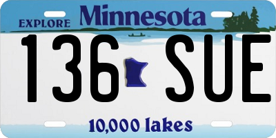 MN license plate 136SUE