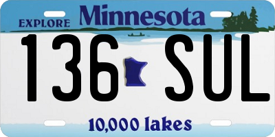 MN license plate 136SUL