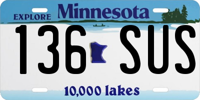 MN license plate 136SUS