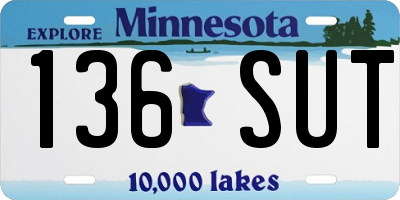 MN license plate 136SUT