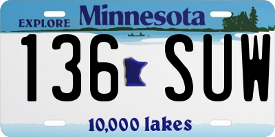 MN license plate 136SUW