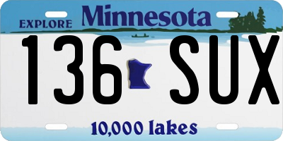MN license plate 136SUX