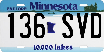 MN license plate 136SVD
