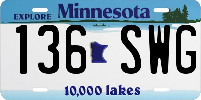 MN license plate 136SWG