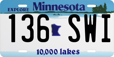 MN license plate 136SWI