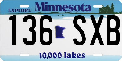 MN license plate 136SXB