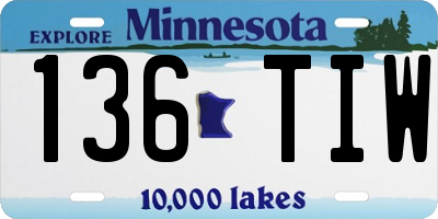 MN license plate 136TIW