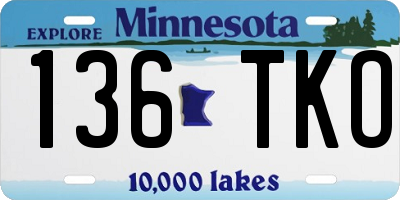 MN license plate 136TKO