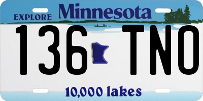 MN license plate 136TNO