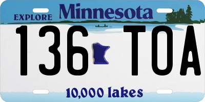MN license plate 136TOA