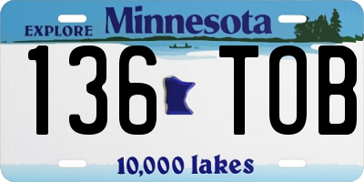 MN license plate 136TOB