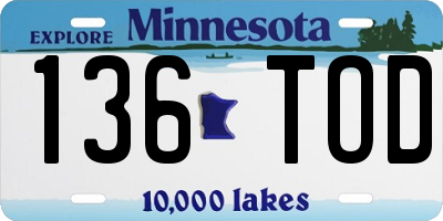 MN license plate 136TOD