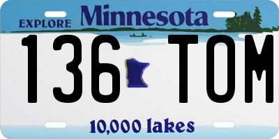 MN license plate 136TOM