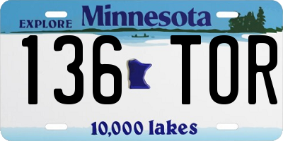 MN license plate 136TOR