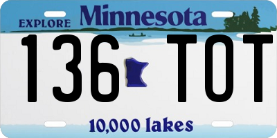 MN license plate 136TOT