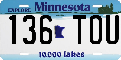 MN license plate 136TOU